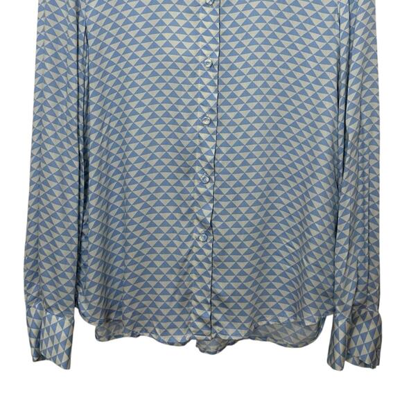 Tensione In Diamond Check Geometric Shirt Women’s Size Medium Long Sleeve Blue - Picture 3 of 10